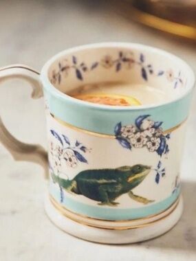 NIB Anthropologie Lou Rota Nature Mug Chameleon Stoneware Mug